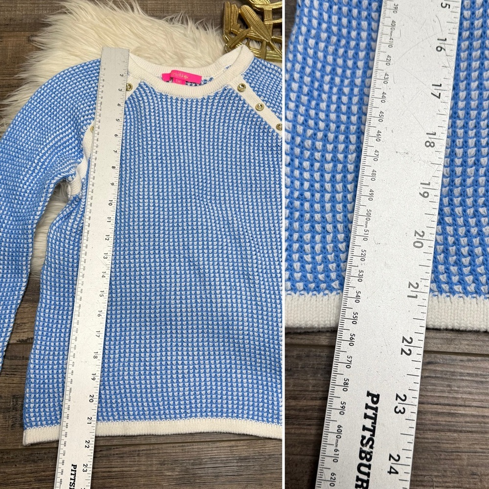 Lilly Pulitzer Blue White Knit Crewneck Sweater - Picture 5 of 9